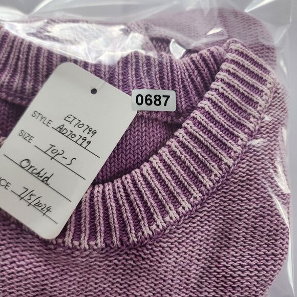 Easel Sweater Womens Small Orchid Mineral Washed Peasant Blousy Top - Picture 11 of 11